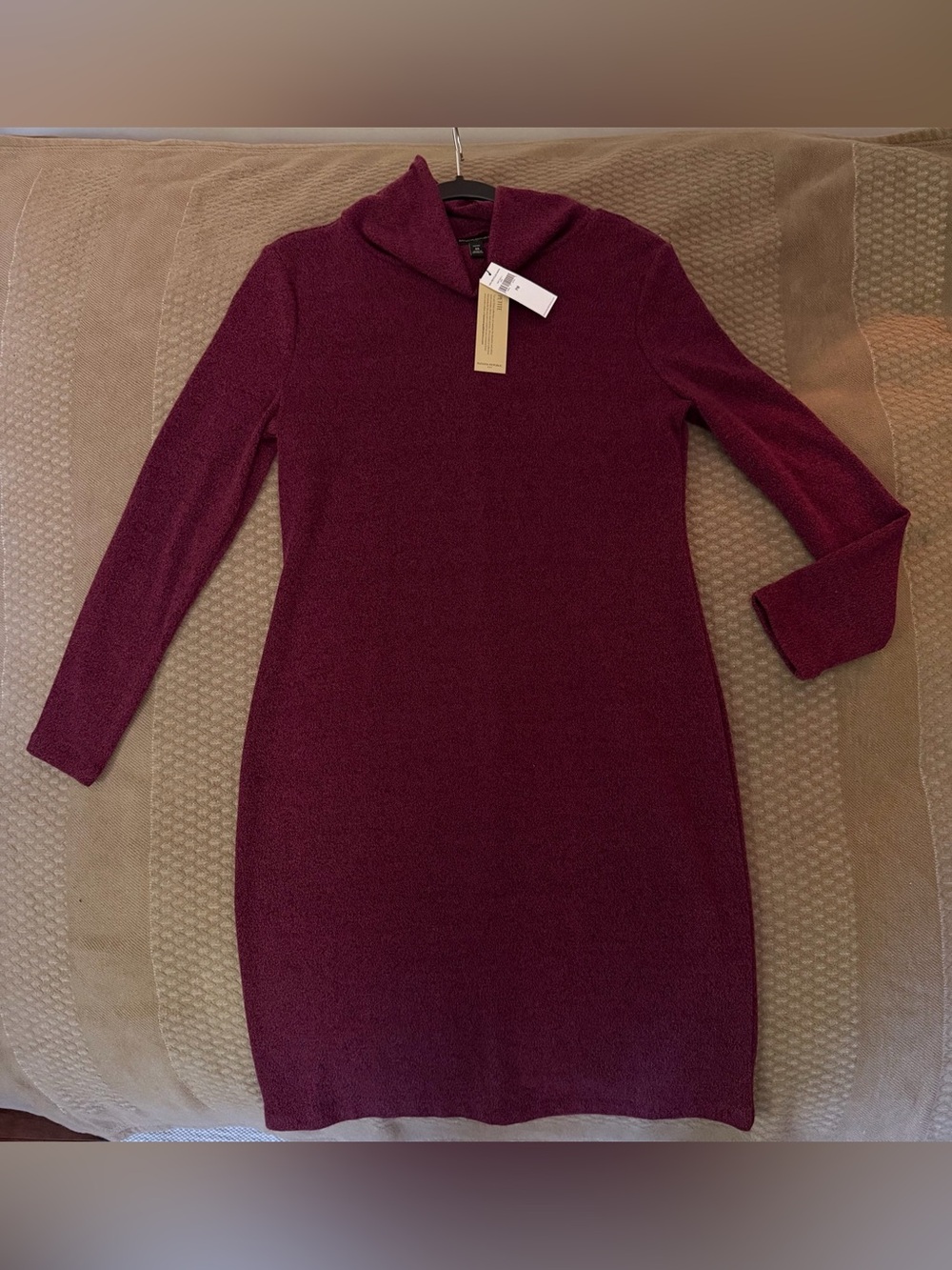 Banana Republic Rich Burgundy / Plum color Cowl Neck Sweater Dress Med Petite